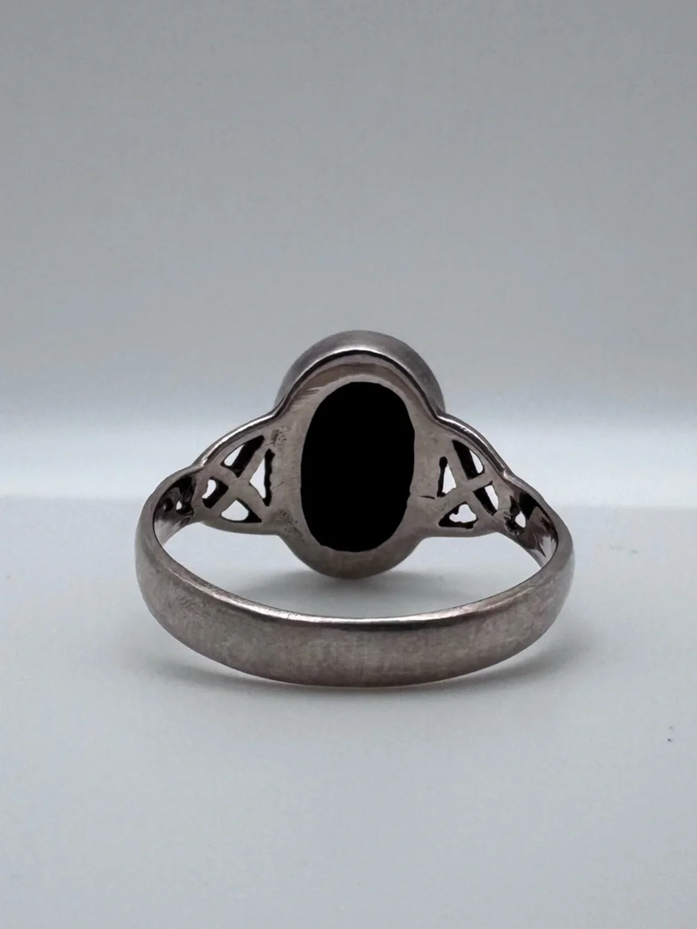 Sterling Silver 925 Oval Black Onyx Inlay Gemstone Ring Size 8.25 - Picture 6 of 7